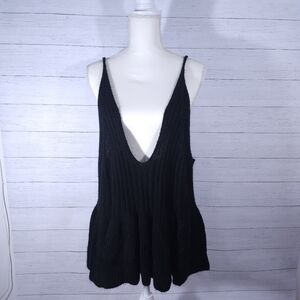Black Knitted Tank Top 3X